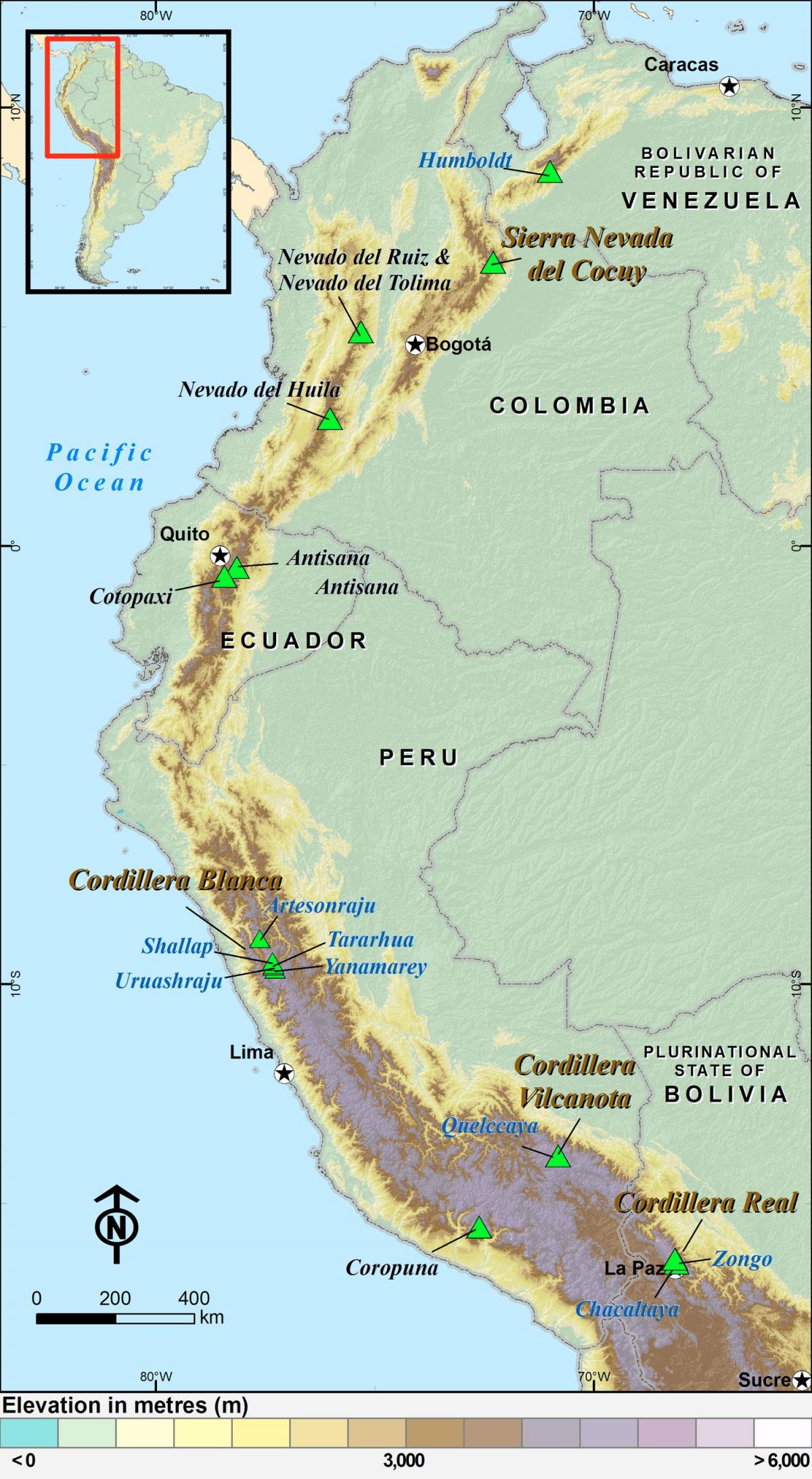 Ande peruviane mappa