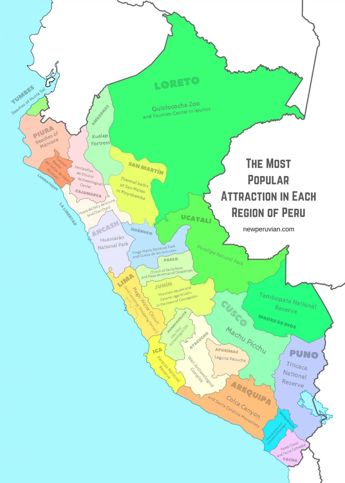 mappa del Perù attrazioni turistiche