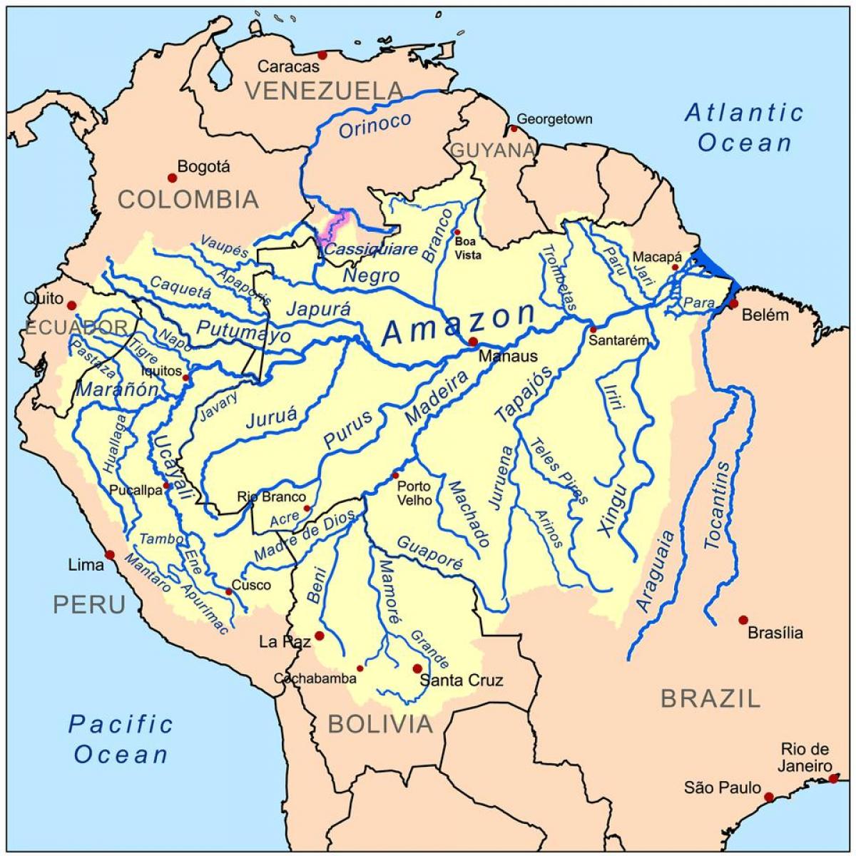 fiumi in Perù mappa