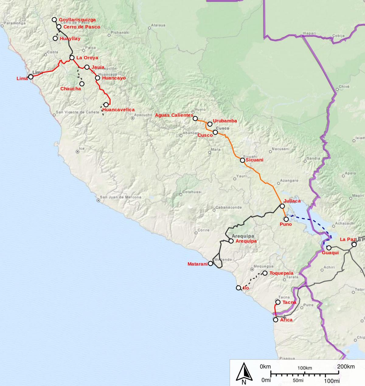 Perù treno mappa