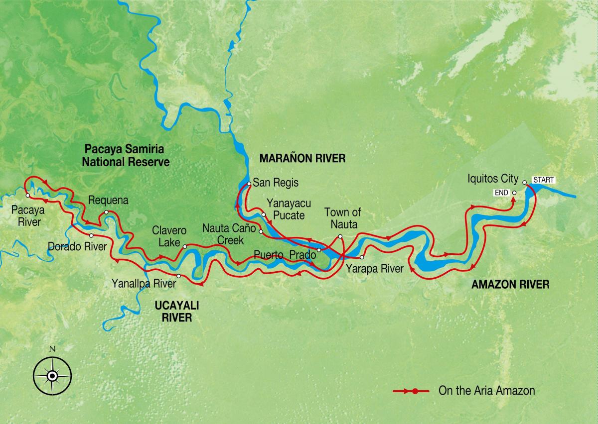 mappa del rio delle amazzoni in Perù