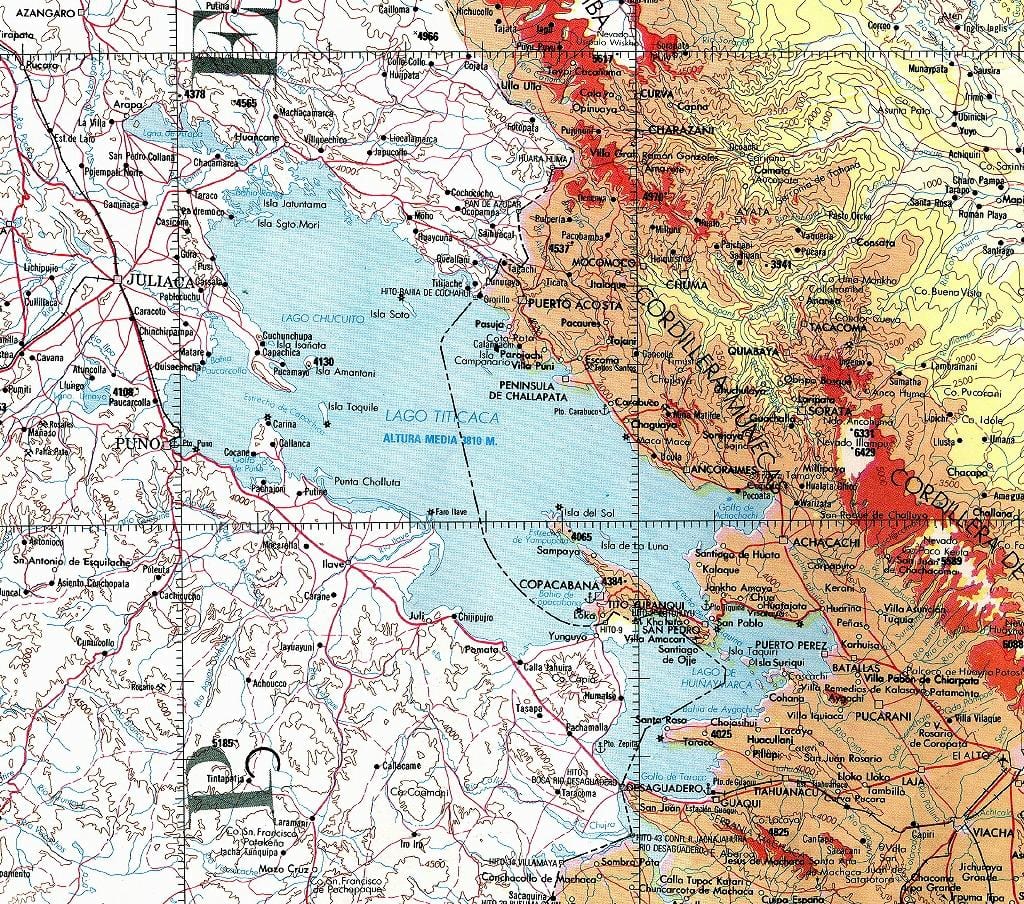 mappa del lago titicaca in Perù