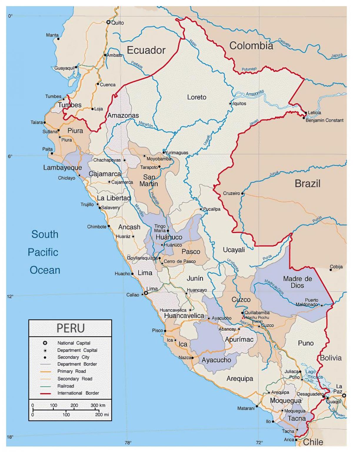 mappa di mappa dettagliata del Perù