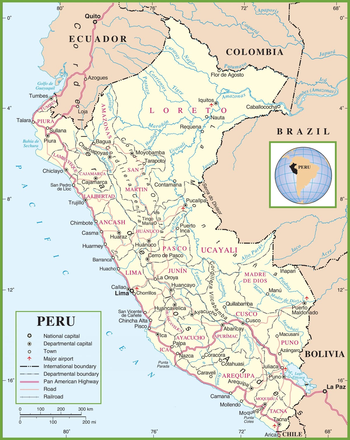 mappa di mappa politica del Perù