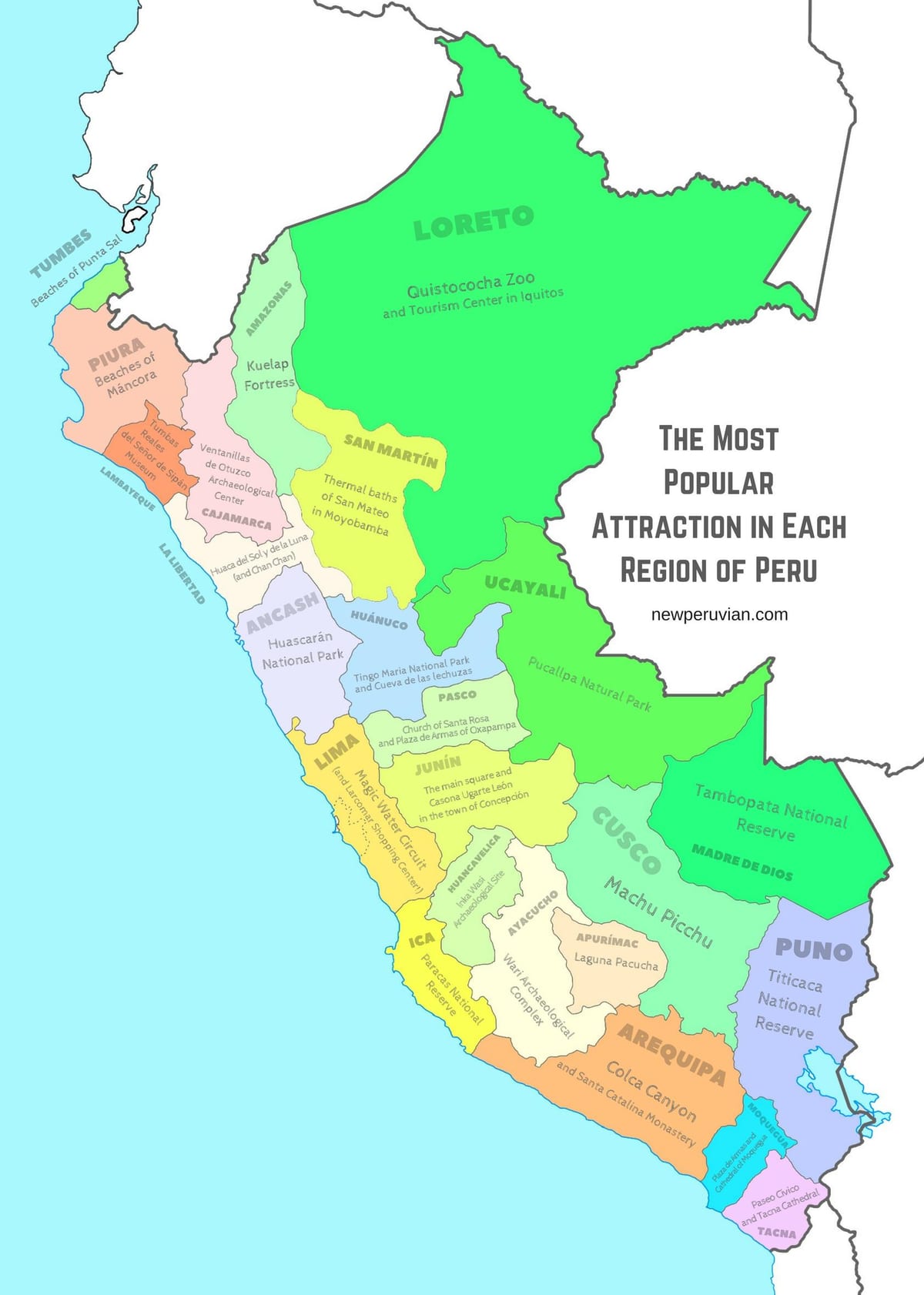 mappa del Perù attrazioni turistiche