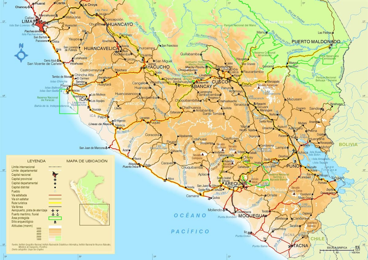 mappa di sud del Perù