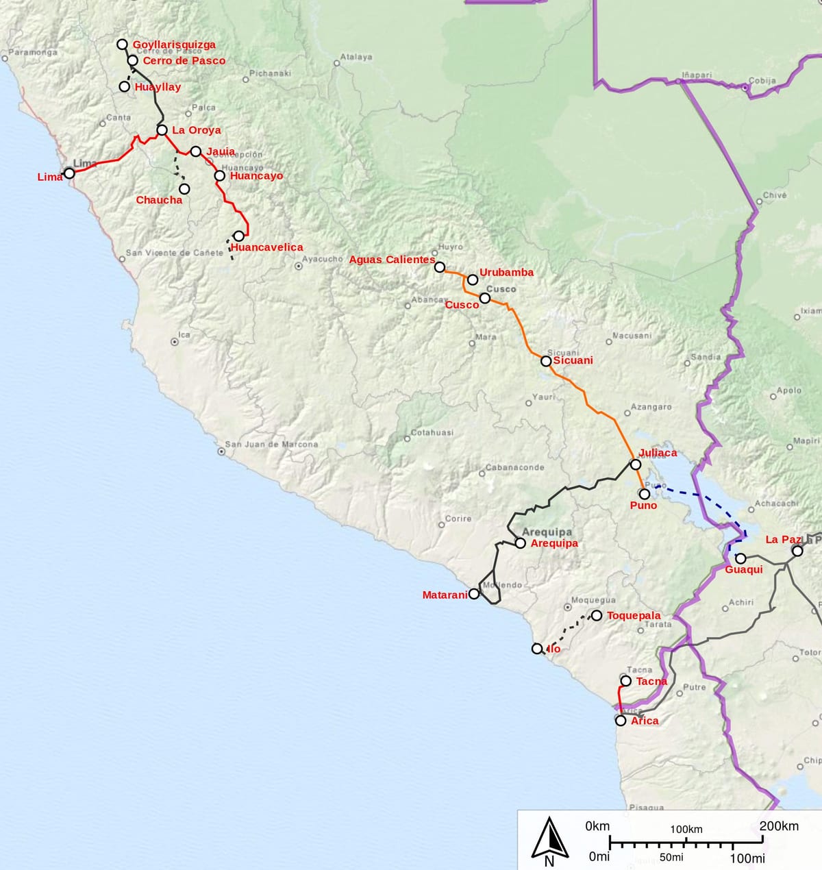 Perù treno mappa