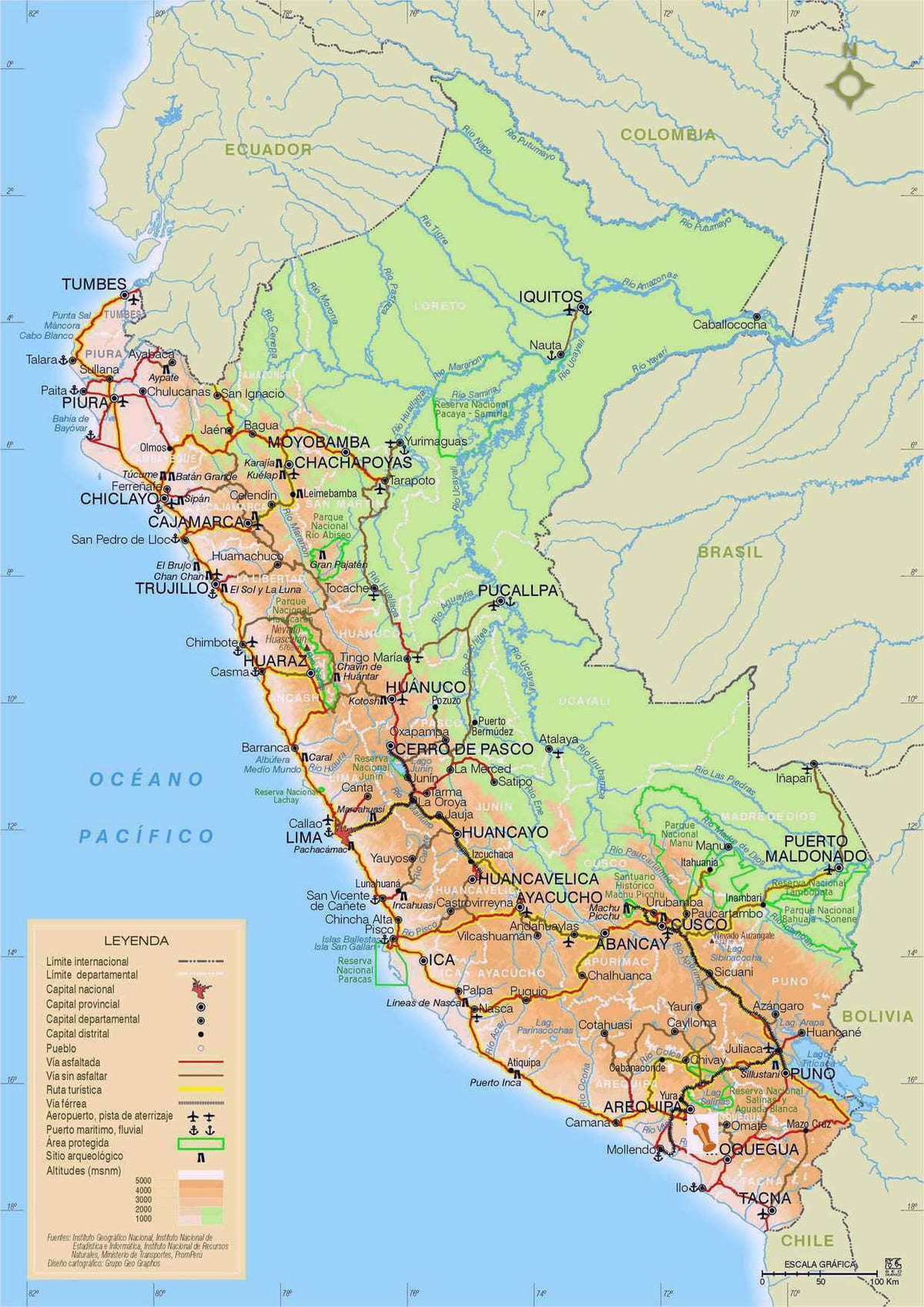 mappa del Perù strada