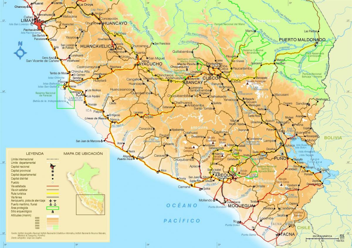 mappa di sud del Perù