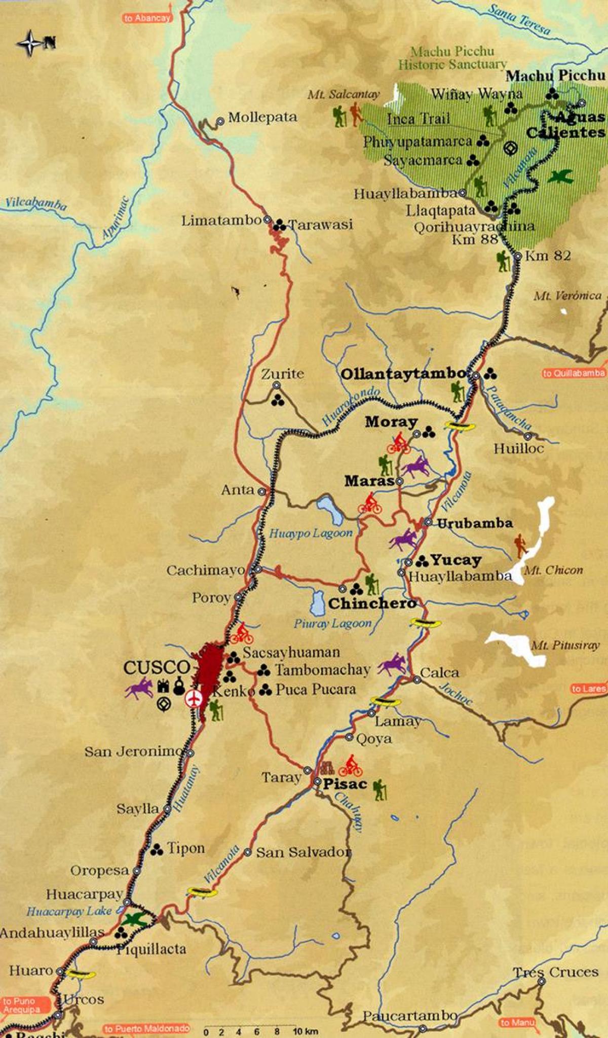 mappa di valle di cusco, Perù