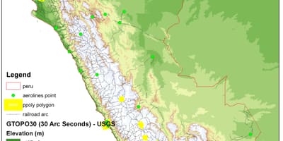 Mappa del Perù elevazione